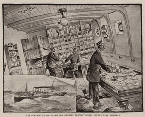 The Post-Office on Board the German Transatlantic Liner Furst Bismarck by Stoewer Willy